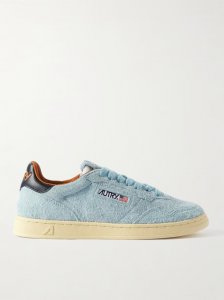 Flat Low leather-trimmed suede sneakers Flat Low leather-trimmed suede sneakers