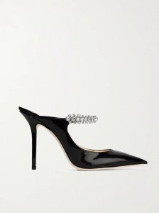Bing 100 crystal-embellished patent-leather mules Bing 100 crystal-embellished patent-leather mules