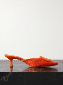 Maysalebi 50 suede-trimmed croc-effect leather mules Maysalebi 50 suede-trimmed croc-effect leather mules