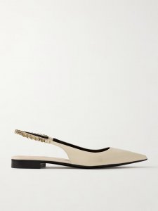 Signoria embellished patent-leather slingback ballet flats Signoria embellished patent-leather slingback ballet flats