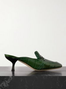 Elodye embellished croc-effect leather mules Elodye embellished croc-effect leather mules