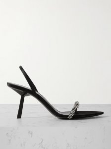 Rendez-Vous crystal-embellished satin slingback sandals Rendez-Vous crystal-embellished satin slingback sandals