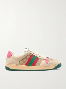 Screener logo-jacquard canvas and distressed leather sneakers Screener logo-jacquard canvas and distressed leather sneakers