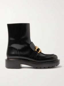 Embellished glossed-leather ankle boots Embellished glossed-leather ankle boots