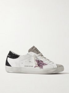 Superstar distressed glittered leather sneakers Superstar distressed glittered leather sneakers