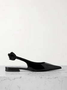 Floral-embellished patent-leather slingback flats Floral-embellished patent-leather slingback flats