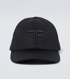 Tom FordLogo embroidered cashmere baseball cap Tom FordLogo embroidered cashmere baseball cap