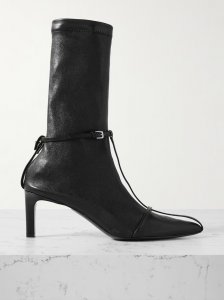 Embellished textured-leather sock boots Embellished textured-leather sock boots