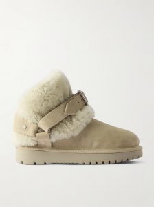 Embellished shearling and suede boots Embellished shearling and suede boots