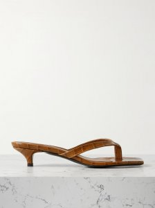Croc-effect leather sandals Croc-effect leather sandals