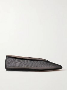 Luna leather-trimmed mesh ballet flats Luna leather-trimmed mesh ballet flats