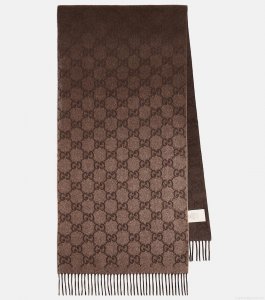 GucciGG jacquard fringed cashmere scarf GucciGG jacquard fringed cashmere scarf