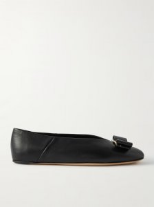 Vanna bow-detailed leather ballet flats Vanna bow-detailed leather ballet flats