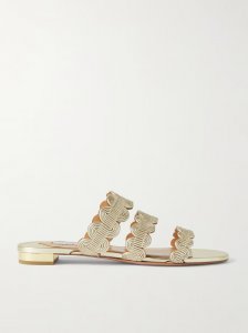 Wavy metallic leather slides Wavy metallic leather slides