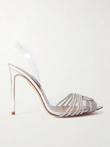 Gatsbi 105 crystal-embellished PVC and metallic leather slingback pumps Gatsbi 105 crystal-embellished PVC and metallic leather slingback pumps