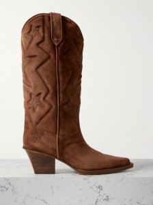 Texas Star embroidered debossed suede cowboy boots Texas Star embroidered debossed suede cowboy boots
