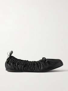 + NET SUSTAIN Ruched leather ballet flats + NET SUSTAIN Ruched leather ballet flats