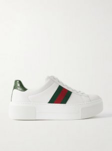 Ace webbing-trimmed leather platform sneakers Ace webbing-trimmed leather platform sneakers