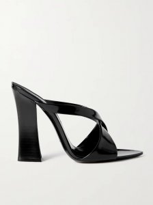 Eva glossed-leather mules Eva glossed-leather mules