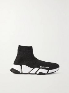 Speed 2.0 logo-print glittered stretch-knit high-top sneakers Speed 2.0 logo-print glittered stretch-knit high-top sneakers