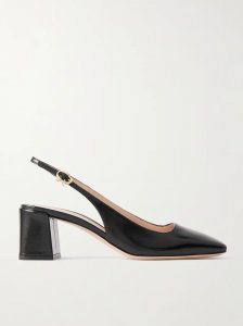 Nuit 55 glossed-leather slingback pumps Nuit 55 glossed-leather slingback pumps