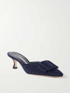 Maysale 50 buckled suede mules Maysale 50 buckled suede mules