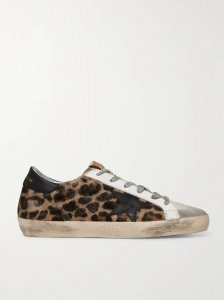 Superstar distressed leopard-print calf hair, leather and suede sneakers Superstar distressed leopard-print calf hair, leather and suede sneakers