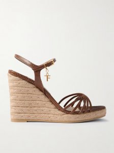 Cabana embellished lizard-effect leather espadrille wedge sandals Cabana embellished lizard-effect leather espadrille wedge sandals