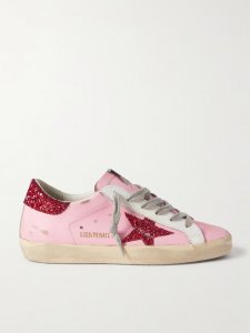 Superstar glittered distressed leather sneakers Superstar glittered distressed leather sneakers