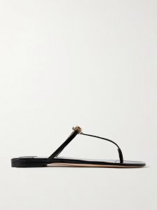 Whitney logo-embellished patent-leather sandals Whitney logo-embellished patent-leather sandals