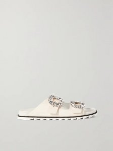Slidy Viv Swarovski crystal-embellished leather slides Slidy Viv Swarovski crystal-embellished leather slides