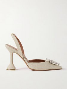 Begum Swarovski crystal-embellished canvas slingback pumps Begum Swarovski crystal-embellished canvas slingback pumps