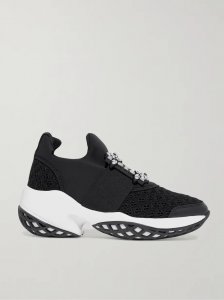 Viv Run crystal-embellished stretch, mesh and leather sneakers Viv Run crystal-embellished stretch, mesh and leather sneakers
