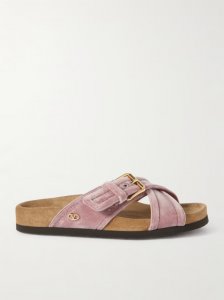 Buckled velvet slides Buckled velvet slides