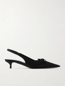 Knife bow-embellished twill slingback pumps Knife bow-embellished twill slingback pumps