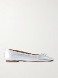 Delfina bow-detailed metallic leather ballet flats Delfina bow-detailed metallic leather ballet flats