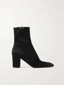Betty buckle-embellished leather-trimmed satin ankle boots Betty buckle-embellished leather-trimmed satin ankle boots