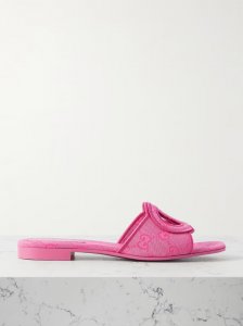 Cutout embroidered canvas-jacquard slides Cutout embroidered canvas-jacquard slides