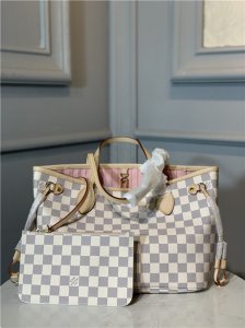 Louis Vuitton Neverfull PM Damier Azur Canvas Rose Ballerine Louis Vuitton Neverfull PM Damier Azur Canvas Rose Ballerine