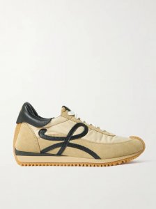 Flow logo-appliquéd shell, leather and suede sneakers Flow logo-appliquéd shell, leather and suede sneakers