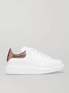 Metallic-trimmed leather exaggerated-sole sneakers Metallic-trimmed leather exaggerated-sole sneakers