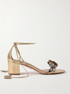 Papillon 50 embellished metallic leather sandals Papillon 50 embellished metallic leather sandals