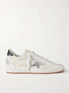 Ball Star distressed metallic-trimmed leather sneakers Ball Star distressed metallic-trimmed leather sneakers