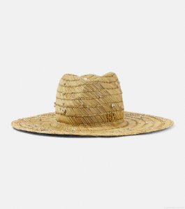 Ruslan BaginskiyDew Drops embellished straw fedora Ruslan BaginskiyDew Drops embellished straw fedora