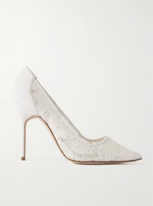 BBLA 105 silk satin-trimmed corded lace pumps BBLA 105 silk satin-trimmed corded lace pumps