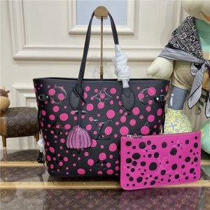 Louis Vuitton x YK Neverfull MM M46419 Black / Fuchsia Louis Vuitton x YK Neverfull MM M46419 Black / Fuchsia