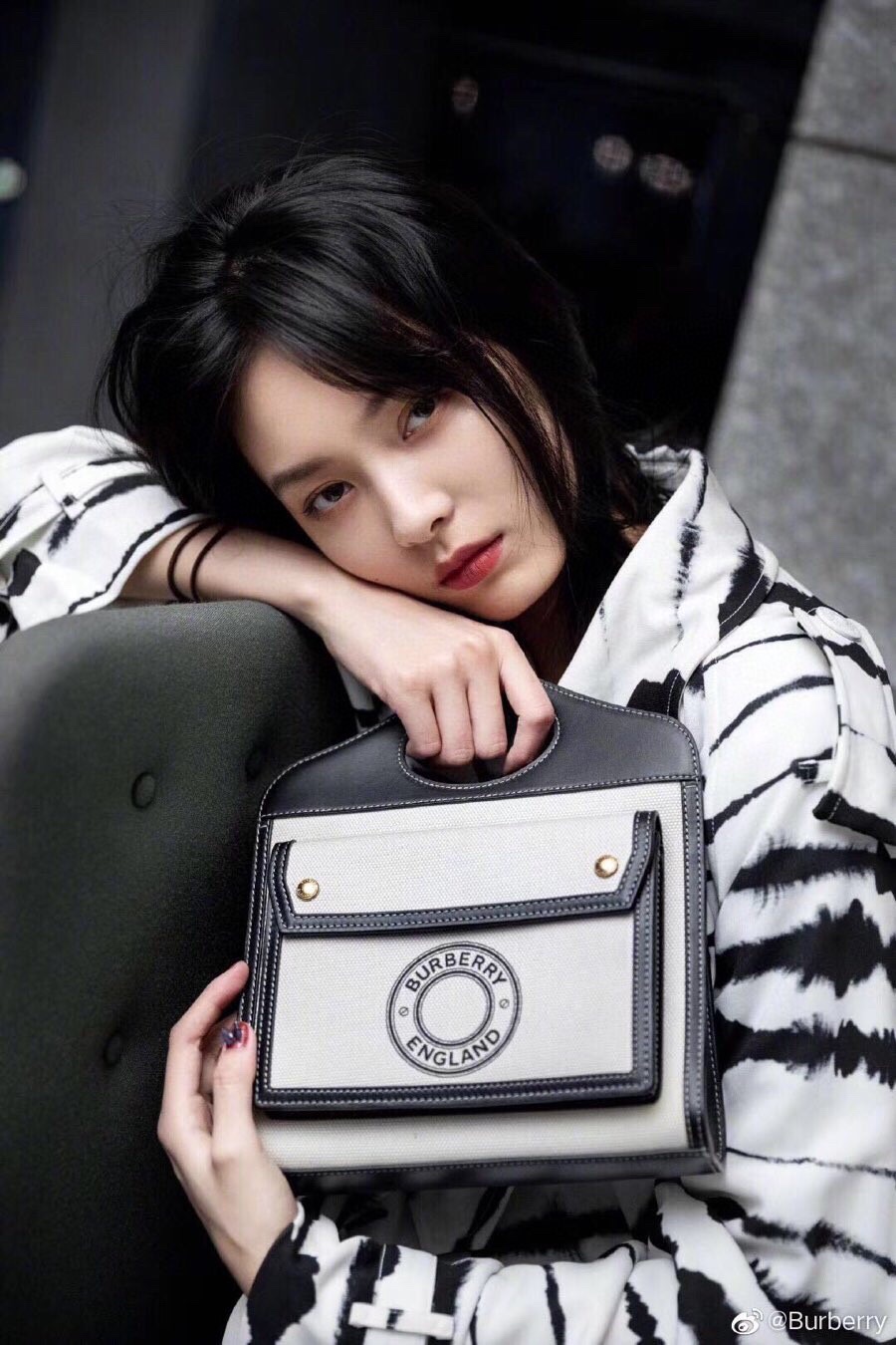 BURBERRY HANDBAG Black with White Accents BURBERRY HANDBAG Black with White Accents
