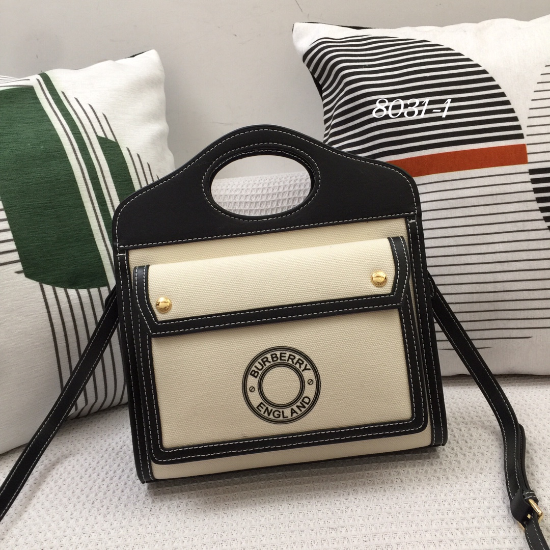 BURBERRY HANDBAG Black with White Accents BURBERRY HANDBAG Black with White Accents
