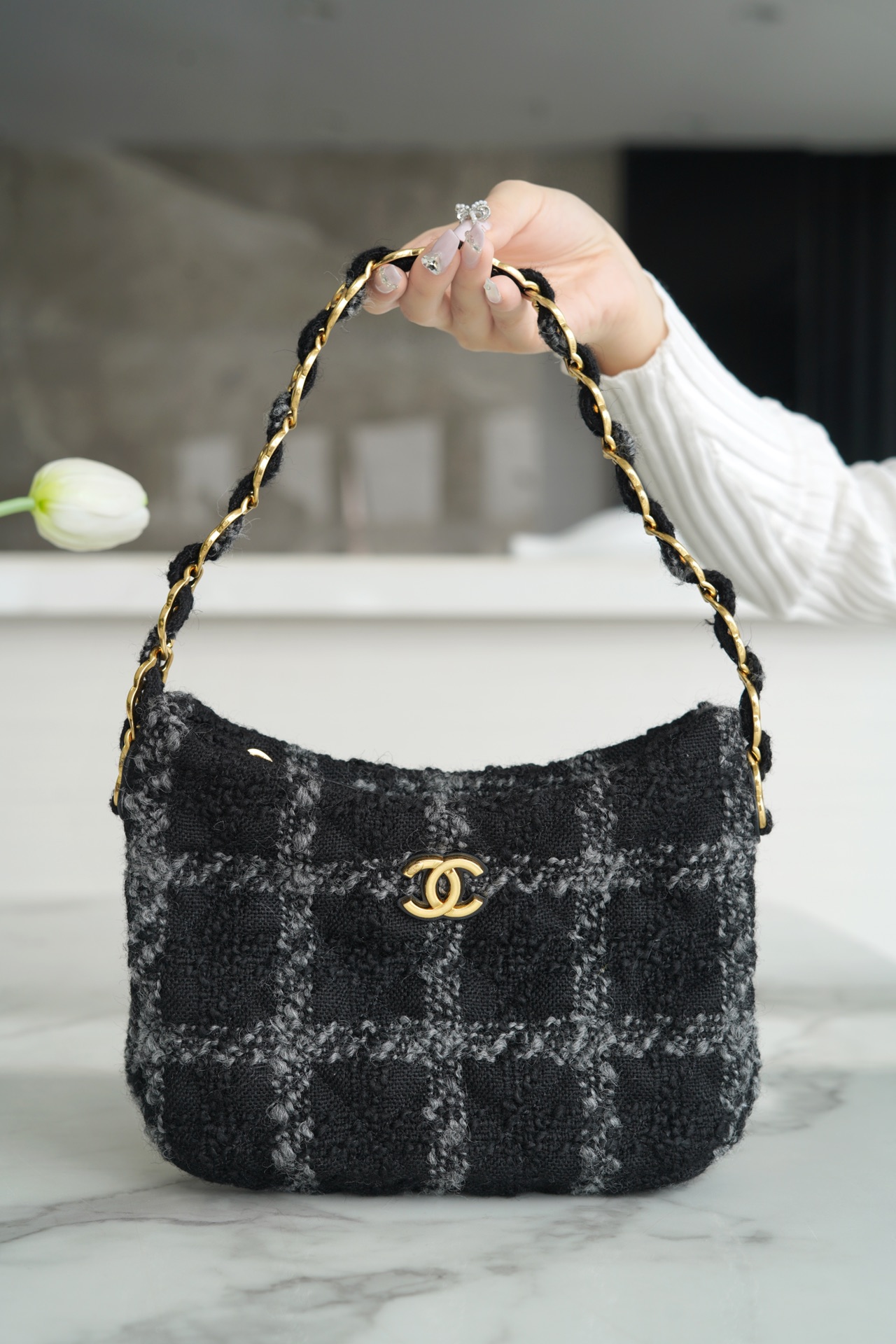 CHANEL Crossbody Bag Black and White CHANEL Crossbody Bag Black and White