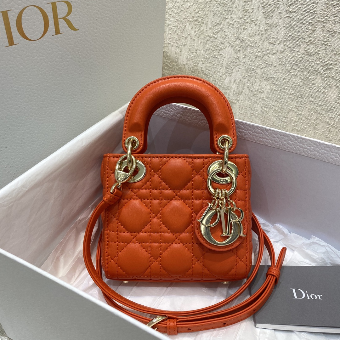CHRISTIAN DIOR Lambskin Cannage Mini Lady Dior CHRISTIAN DIOR Lambskin Cannage Mini Lady Dior